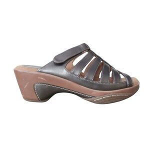 Rialto Valencia Comfort Clog Sandals 9 Pewter Memory Foam Open Toe Comfort